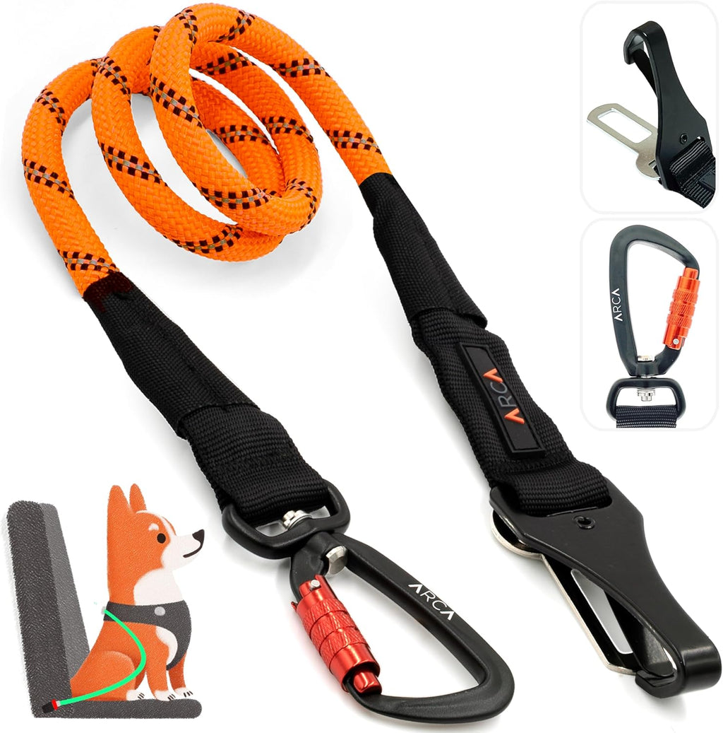 Dog Seat Belt for Car | Universal Pet Car Seatbelt with Reflective Climbing Rope, Aviation Aluminum Carabiner with 360 degrees Swivel & Auto-Lock, Secure Safety Restraint (Carbon Black 360 degrees) - Image 10