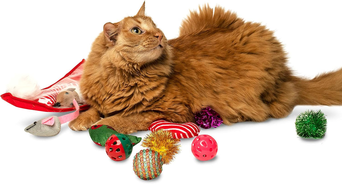 Midlee Christmas Stocking Cat Toy Gift Set (14 Toys)- Candy Canes, Bells, Mice Kitten Holiday Toys - Image 9
