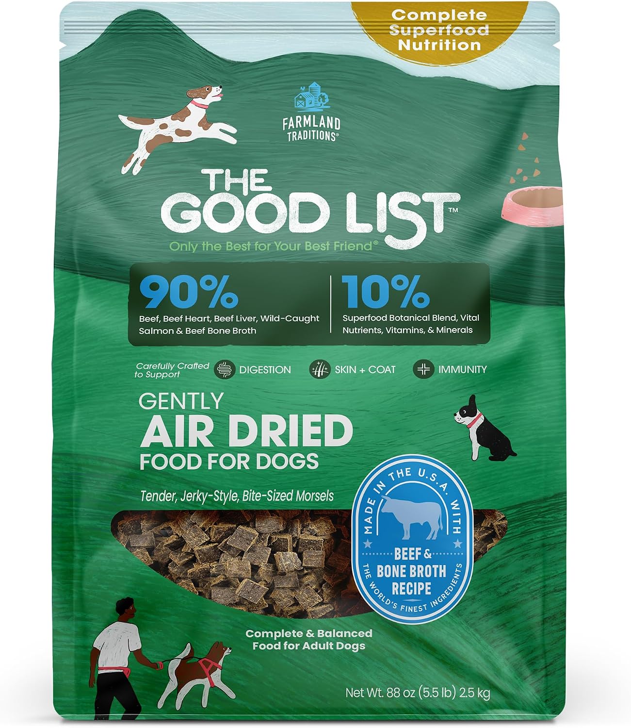 Farmland Traditions The Good List Air-Dried Dog Food, Premium Beef & Bone Broth for Dogs, Protein Rich & Grain-Free Nutrition, 1 Pound Bag - Image 13