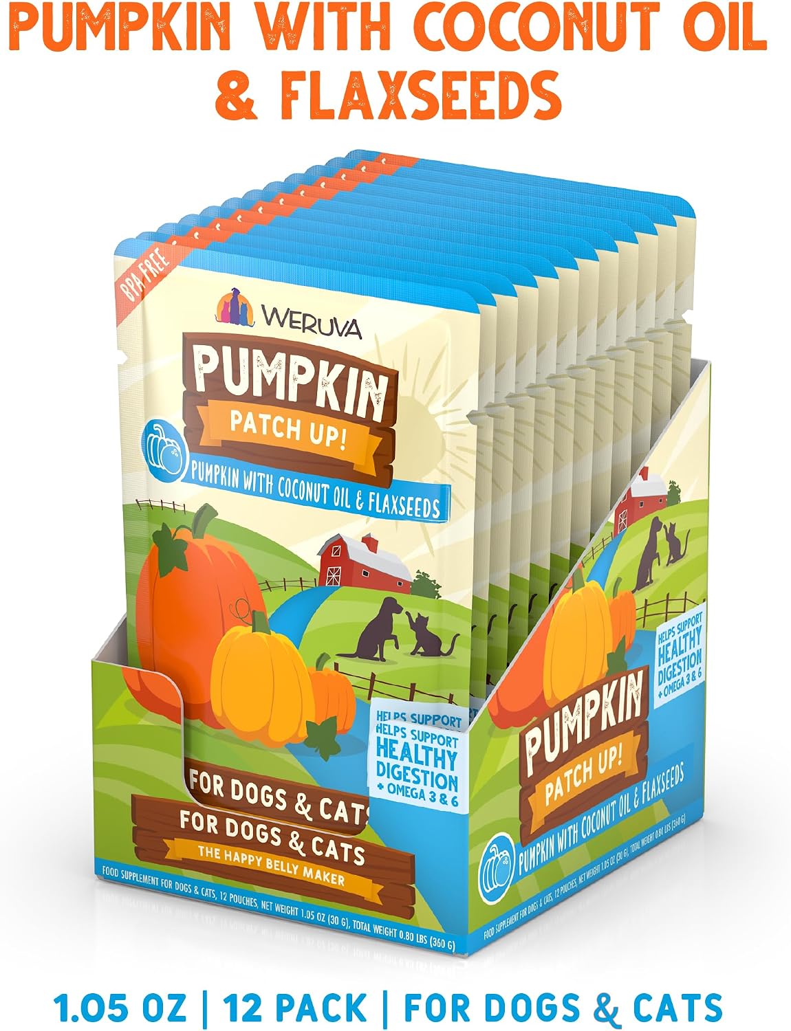 Weruva pumpkin puree supplement for dogs and cats in individual pouch