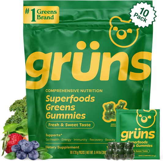 Gruns Adult Super Greens Gummies front packaging view