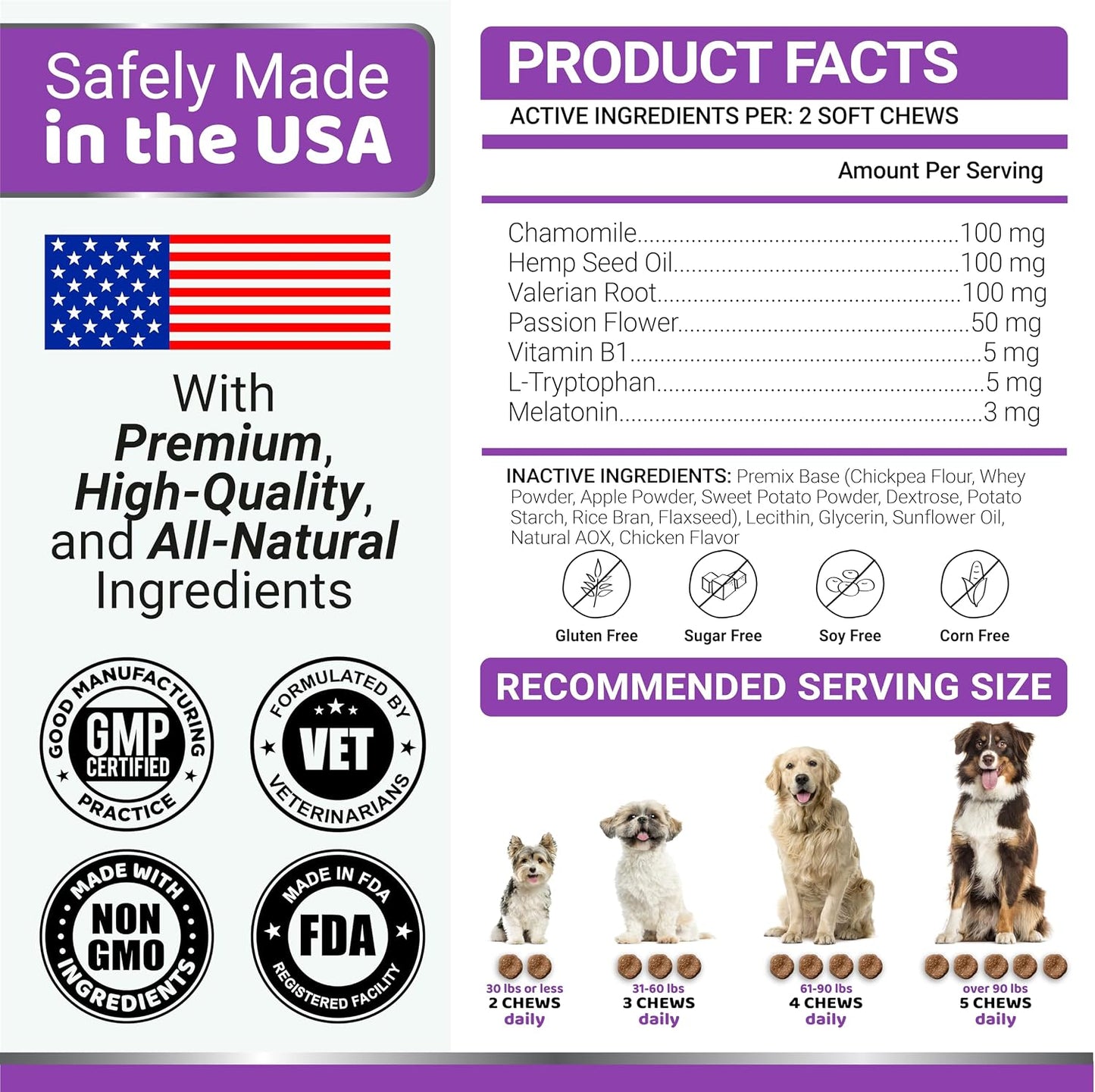 Authentic USA-imported Yuma's melatonin dog treats packaging