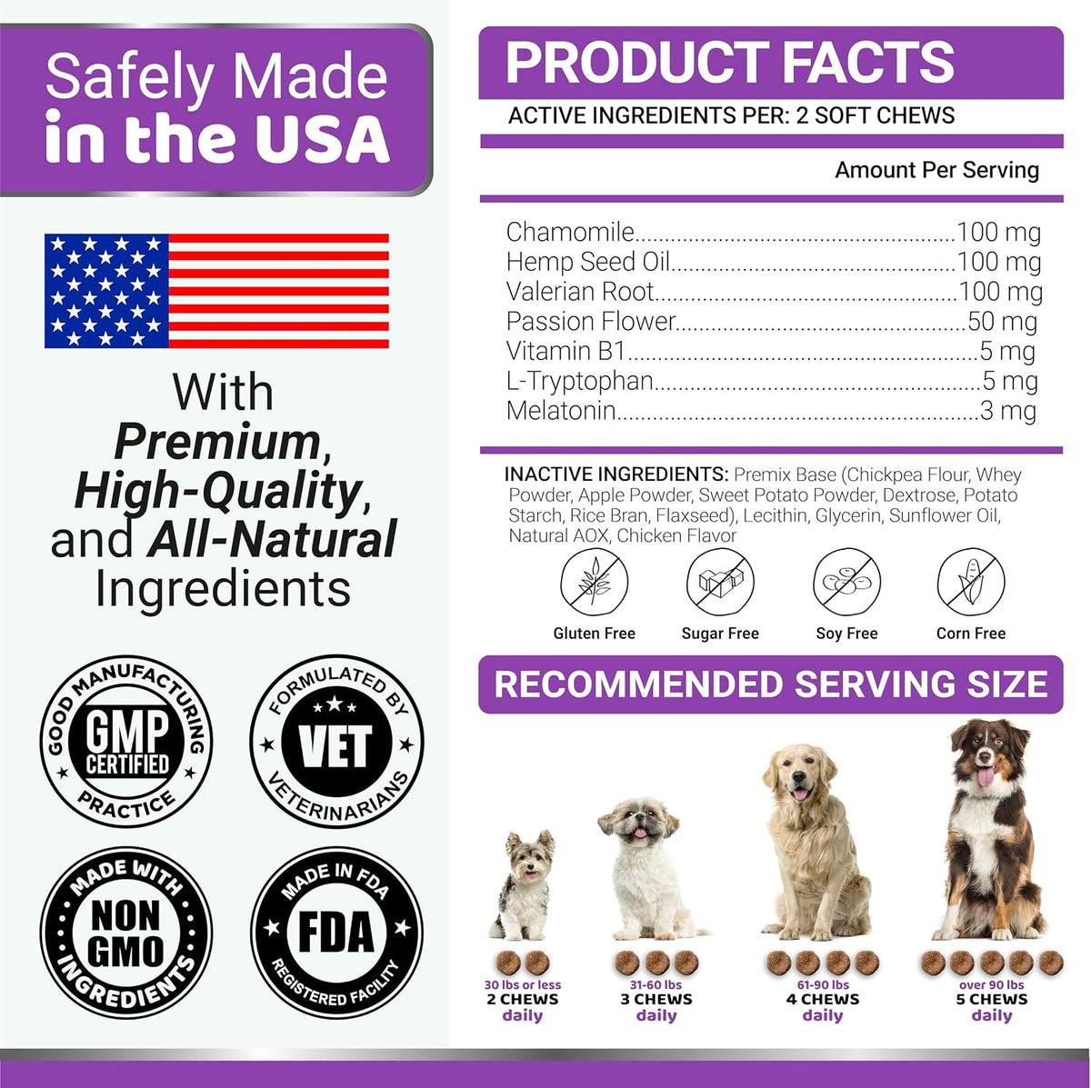 Authentic USA-imported Yuma's melatonin dog treats packaging