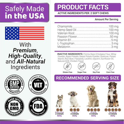 Authentic USA-imported Yuma's melatonin dog treats packaging