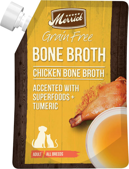 Merrick Grain Free Chicken Bone Broth front view 16 ounce pouch
