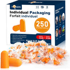 Voisen foam ear plugs front view showing the 250 pairs bulk box packaging