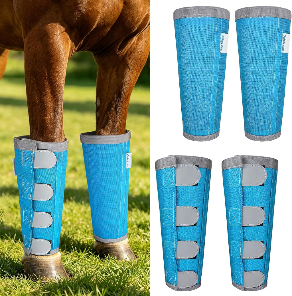 Reflective Horse Fly Boots Set of 4, Loose Fitting Leggings for Horses, Equine Fly Leg Wraps Socks for 4 Legs, Breathable Adjustable and Universal Fit, Reliable Stay Put and on (Blue) - Image 13