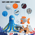 Durable plush and rope pet toys spread out to reveal high quality non toxic materials