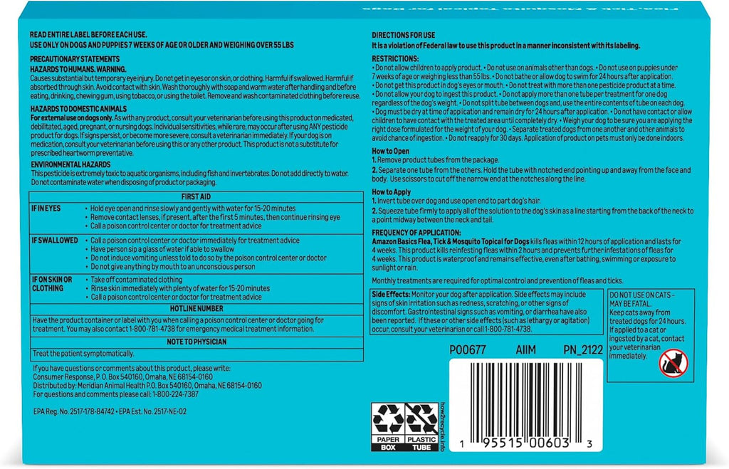 Amazon Basics Preventative Flea, Tick & Mosquito Topical Treatment for X-Large Dogs (Over 55 pounds), Kills Fleas, Long-Lasting, 6 Count, Packaging May Vary - Image 9