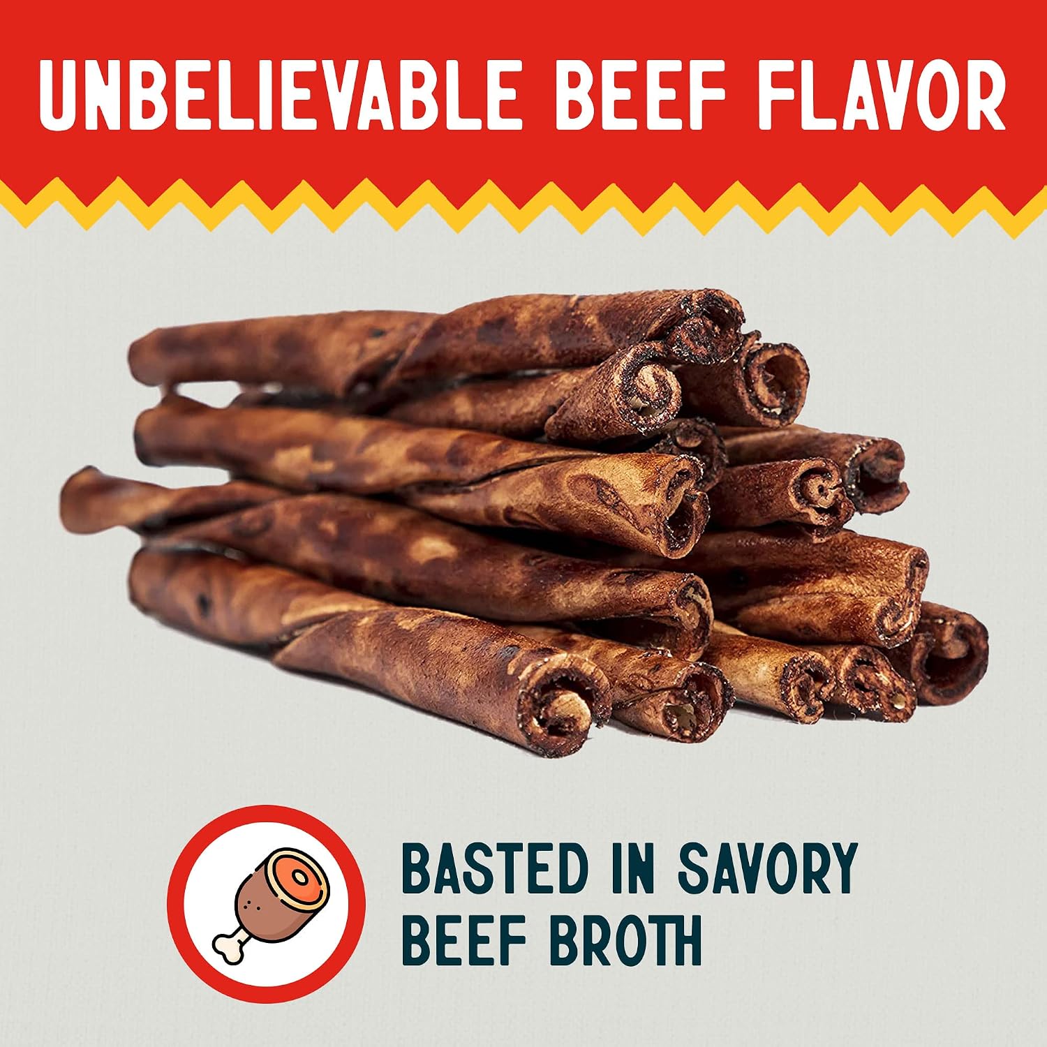 Natural protein-dense beef rawhide twists for small dogs