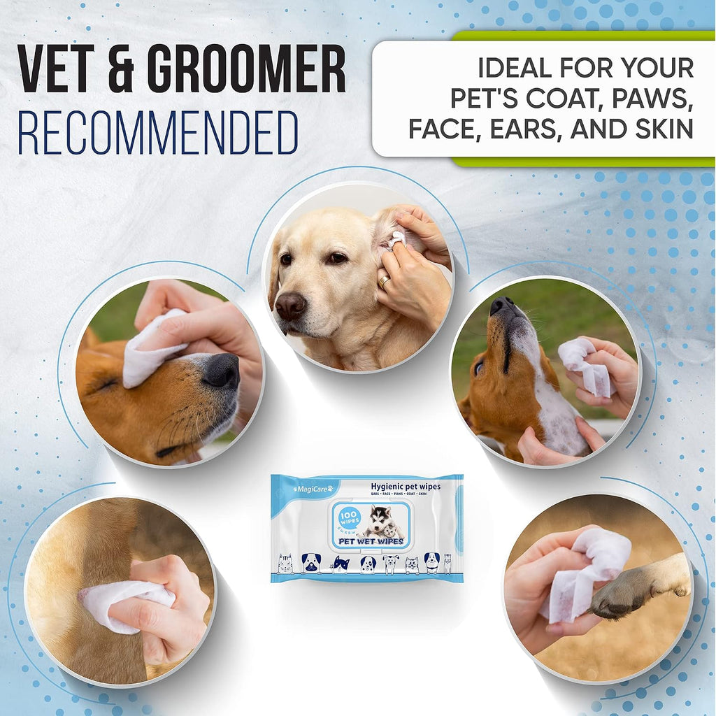 Magicare gentle cat wipes for cleaning faces and ears safely.
