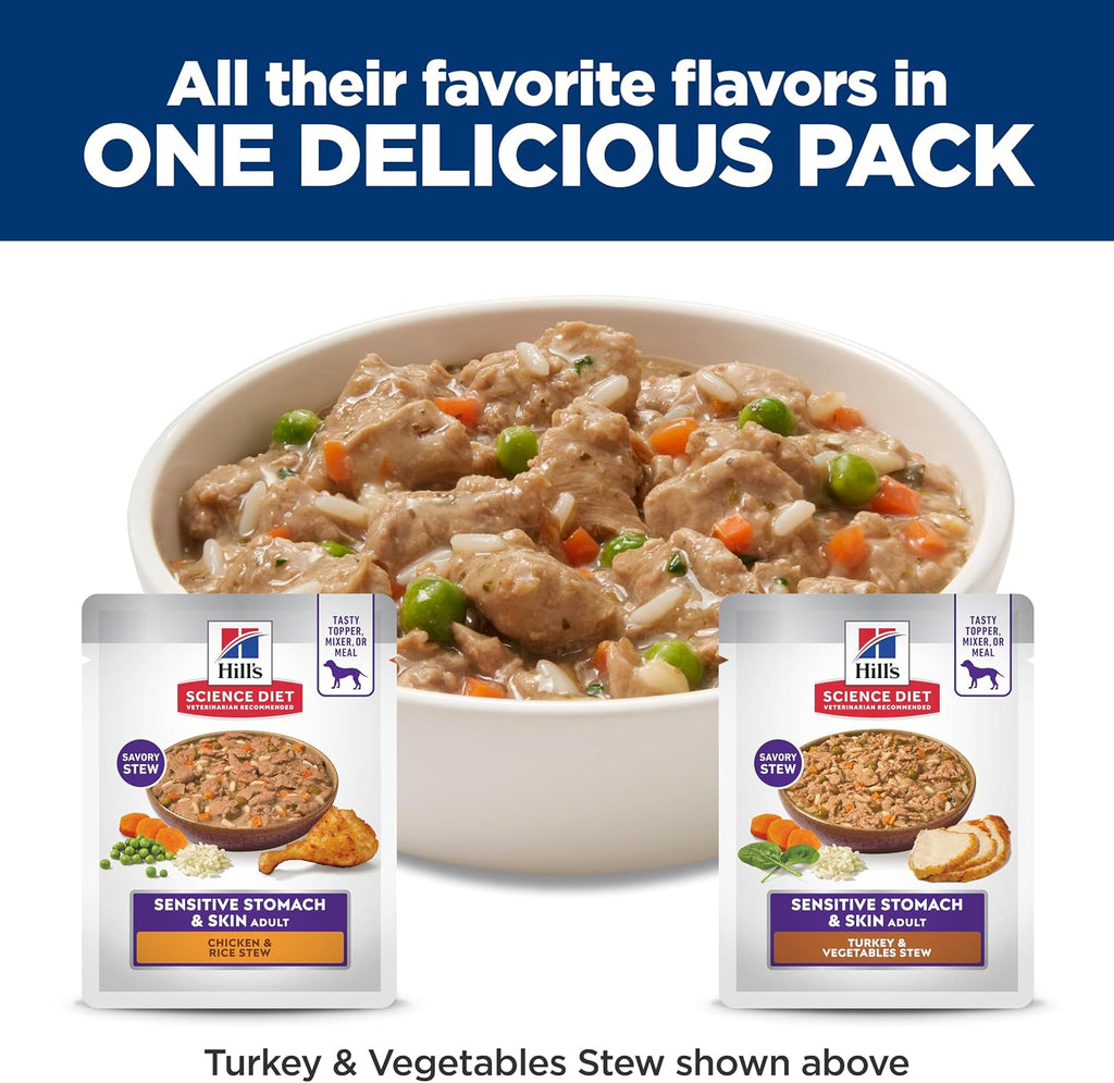 Hill's Science Diet premium imported wet dog food variety pack opening view showing single pouch