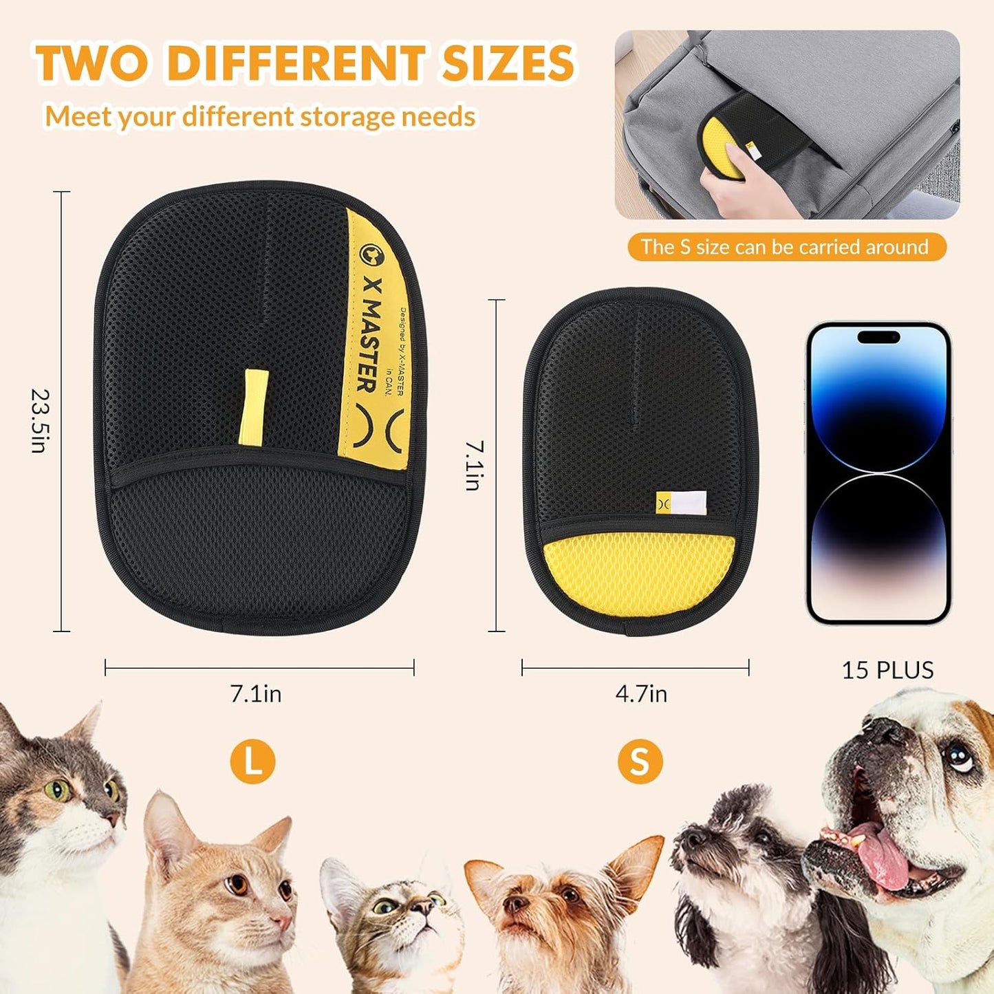 Wortade pet hair remover glove back mesh design with wrist strap