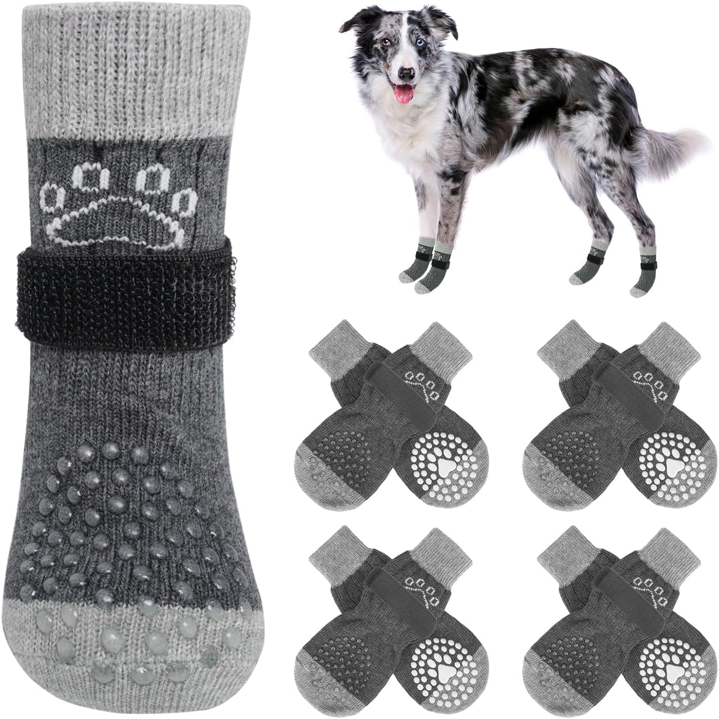 SCENEREAL Dog Socks to Prevent Licking Paws for Hot/Cold Pavement Anti Slip, Dog Shoes for Hardwood Floors, Dog Boots & Paw Protectors with Grippers for Small Medium Large Senior Dogs - Image 11