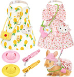Weewooday pet rabbit clothes set front view featuring pineapple dress and accessories