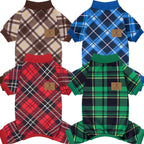XPUDAC 4 Pack Dog Pajamas Striped Dog Clothes for Small Medium Dogs Girl Boy Comfy Puppy Outfit Doggy Jammies Onesie Pet Costume, Blue, Grey, Green, M - Image 14