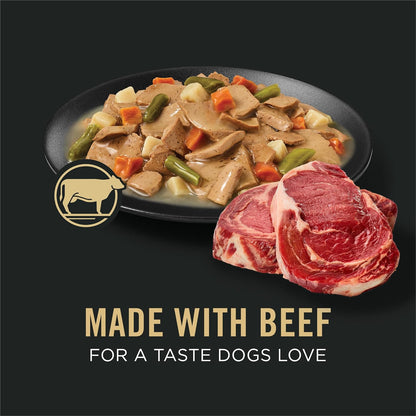 Purina Pro Plan premium canned dog food pack of twelve show packaging details