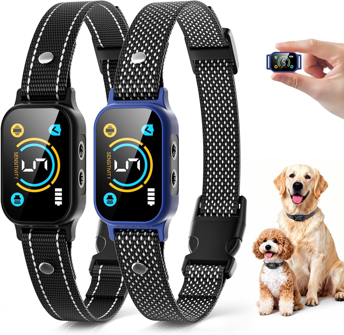 2 Pack Bark Collar, Smart Dog Bark Collar for Large Medium Small Dogs, Rechargeable Ultra-Light Training Collar with Beep Vibration, Anti Barking Device with 5-Level Sensitivity (Black) - Image 9
