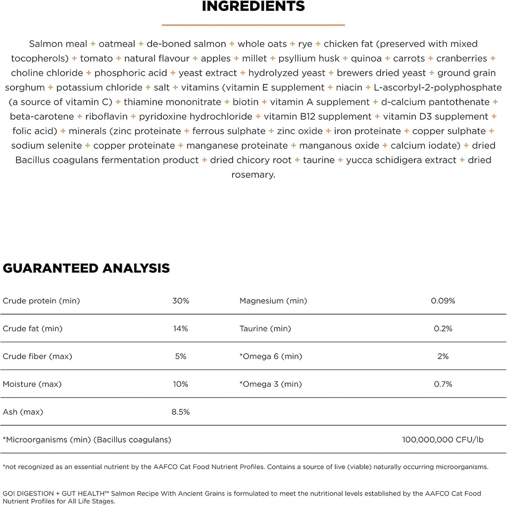 Go Solutions digestion and gut health all life stages kibble ingredients list