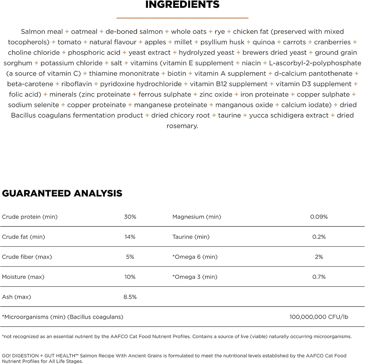 Go Solutions digestion and gut health all life stages kibble ingredients list
