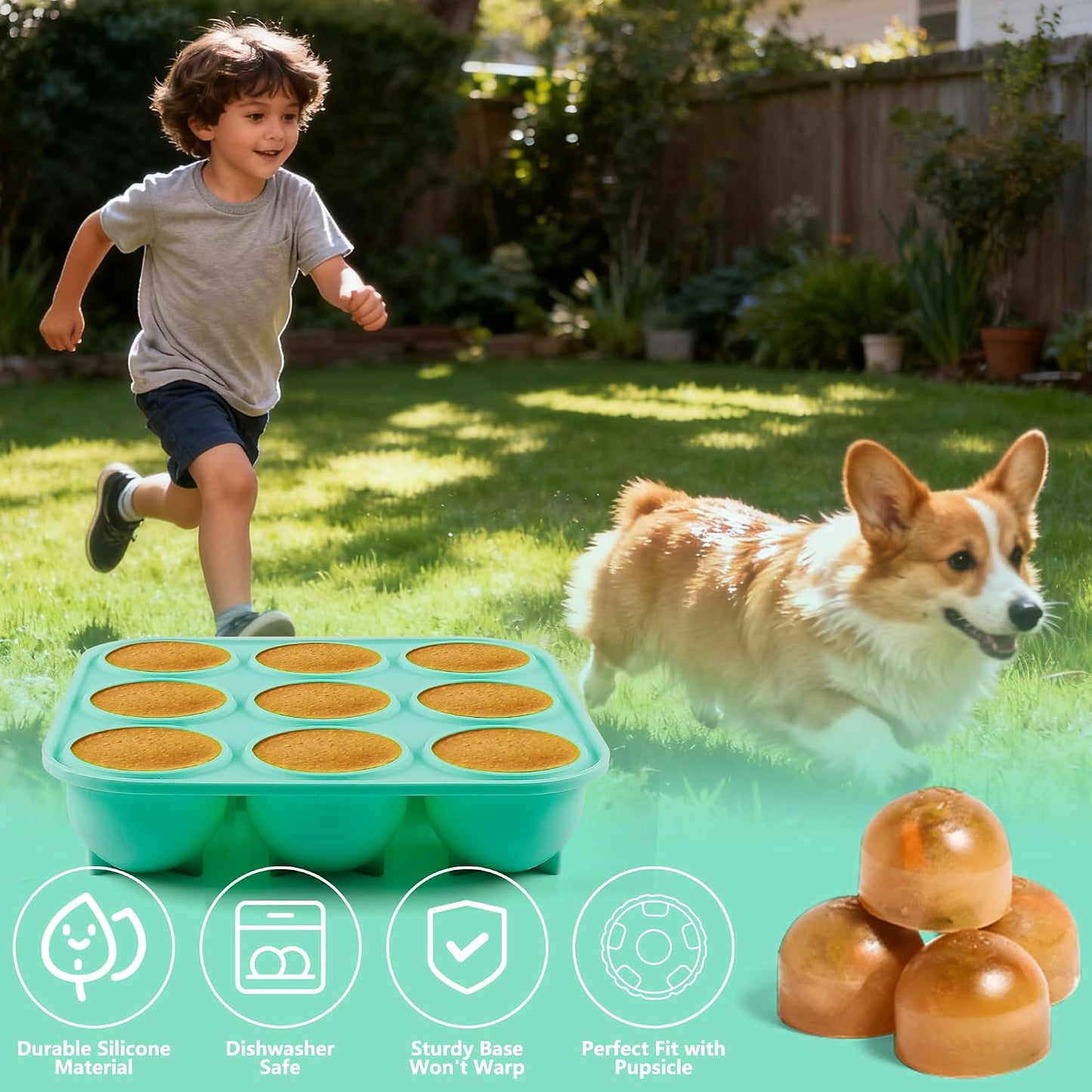 Stackable silicone dog treat mold with lid for freezer storage