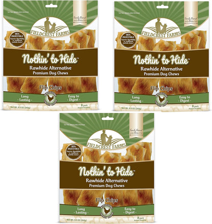 Fieldcrest Farms Nothin to Hide Flip Chips Dog Chews - Natural Rawhide Alternative Treats for Dogs, Chicken, Beef or Peanut Butter Flavor Snack for All Breed Dogs - 3 Pack (Beef) - Image 10