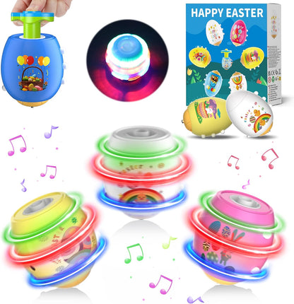 Ancesfun Easter egg light up spinning tops front view