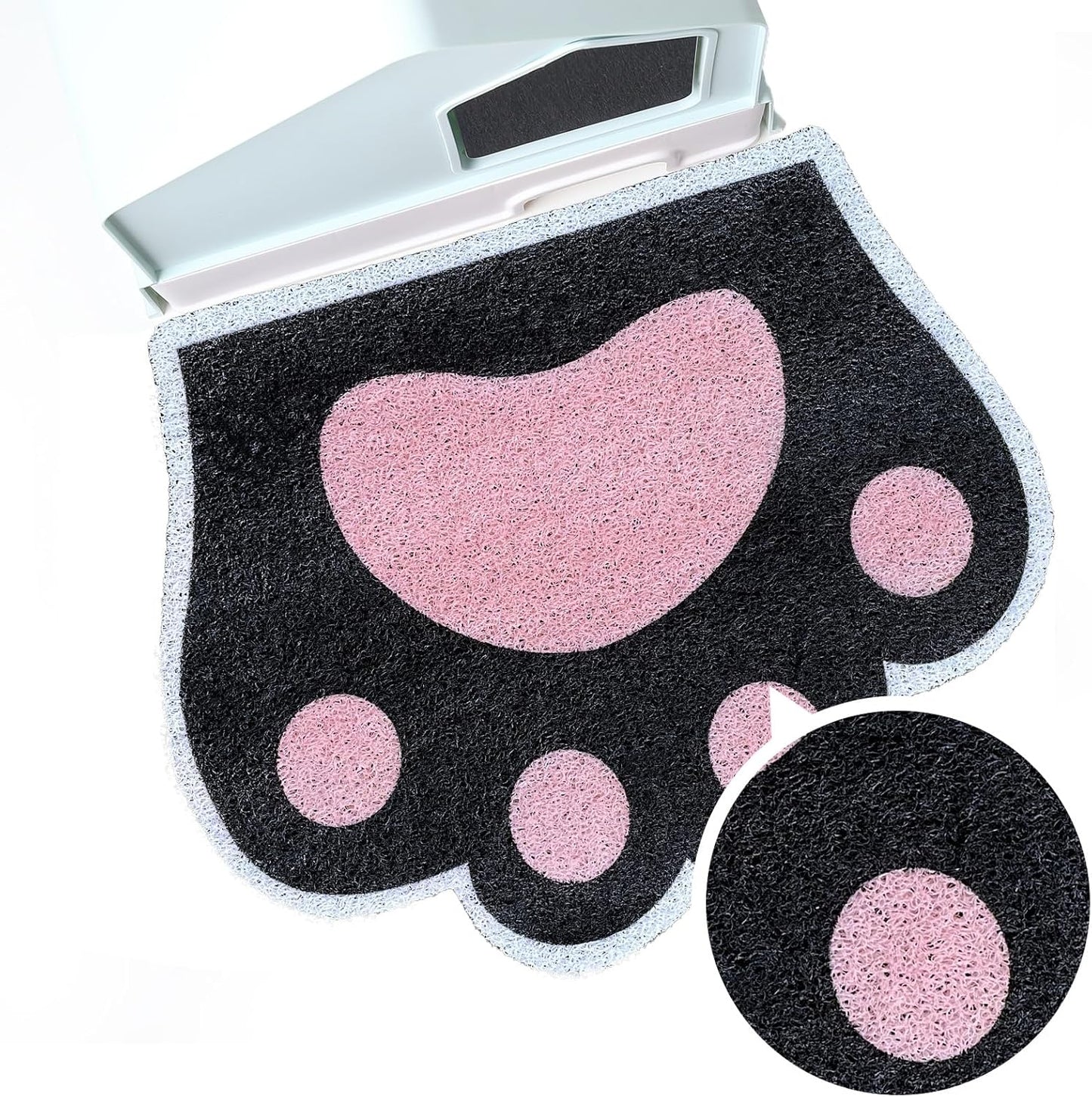 Cute Cat Litter Mat 24"x16", Litter Box Mat, Litter Trapping Mat, Soft on Kitty Paws, Easy Clean, Anti Slip, Pet Accessories, Door Floor mats - Grey Pink - Image 13