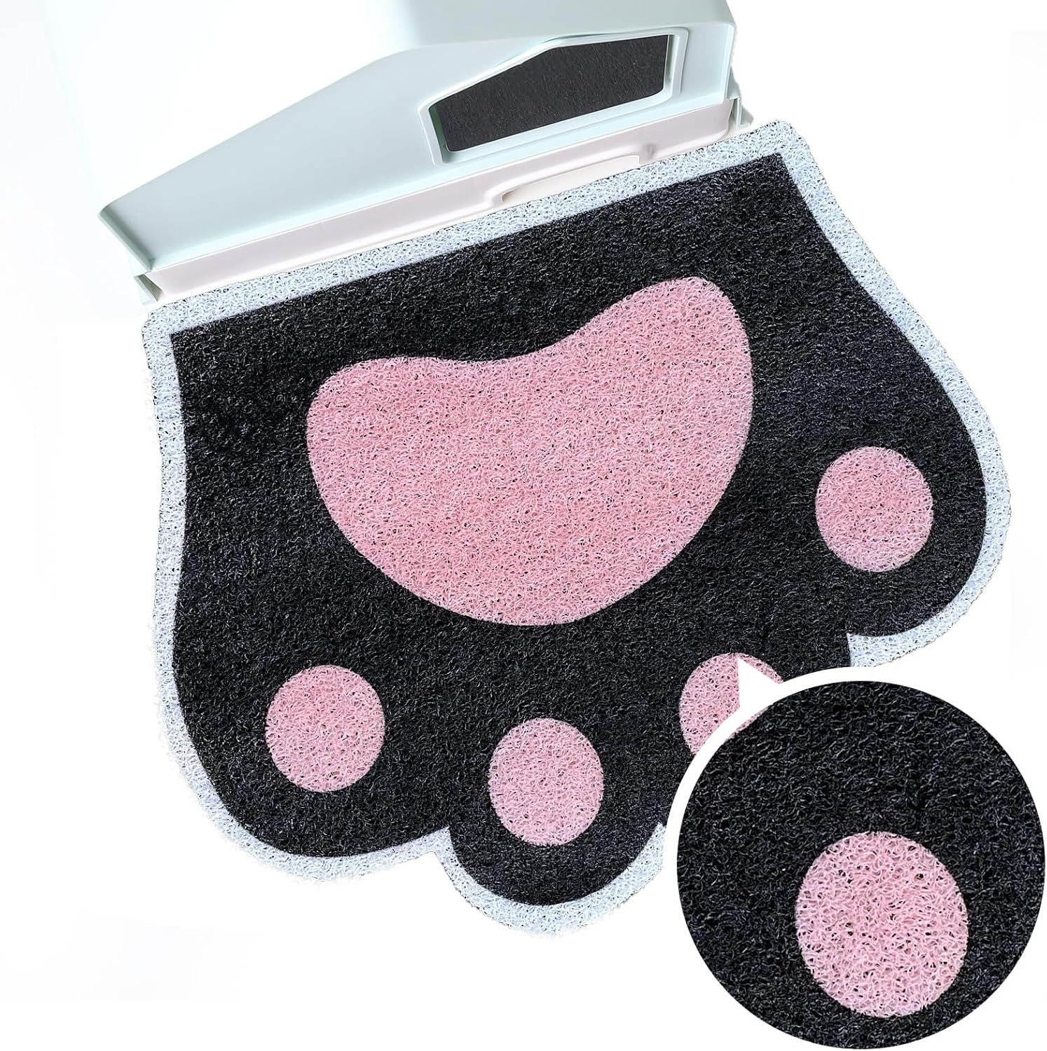 Cute Cat Litter Mat 24"x16", Litter Box Mat, Litter Trapping Mat, Soft on Kitty Paws, Easy Clean, Anti Slip, Pet Accessories, Door Floor mats - Grey Pink - Image 13