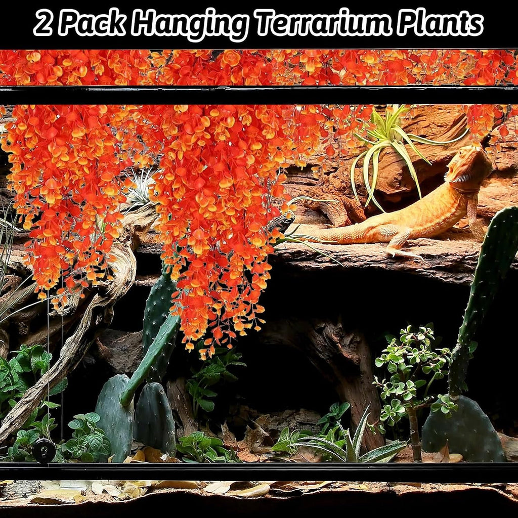 Hamiledyi artificial hanging plants set for gecko and chameleon habitats.