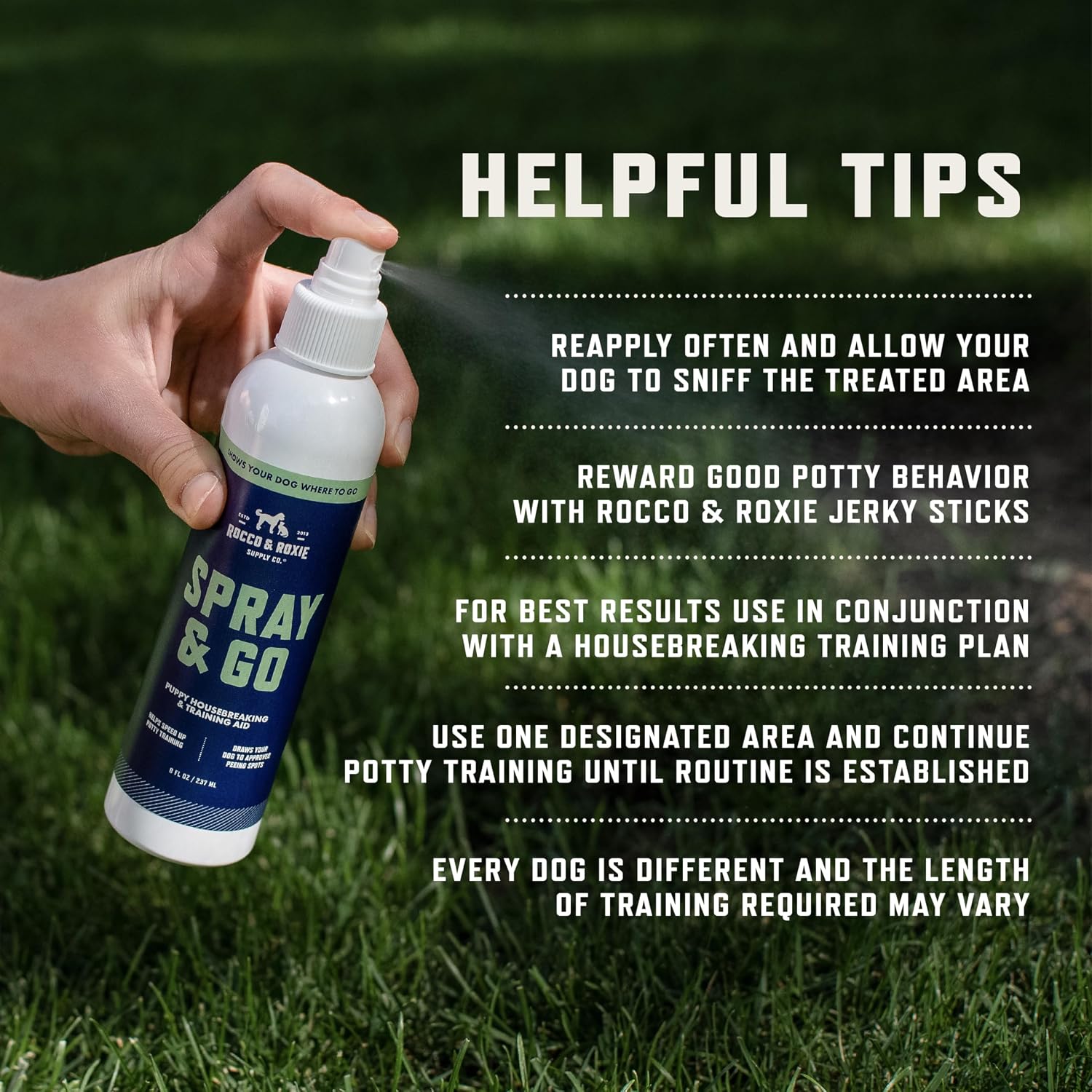 Using dog potty training spray on outdoor grass