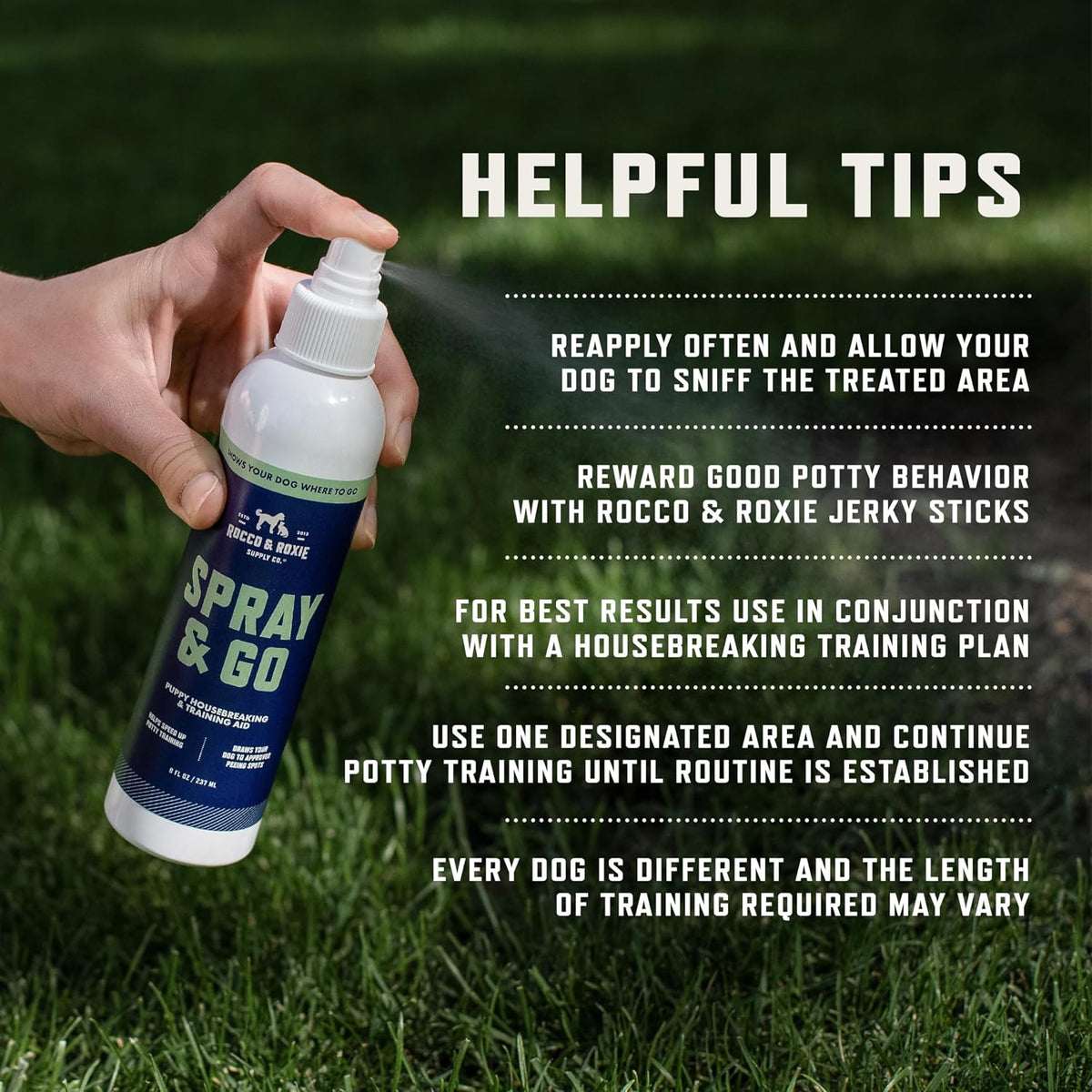 Using dog potty training spray on outdoor grass
