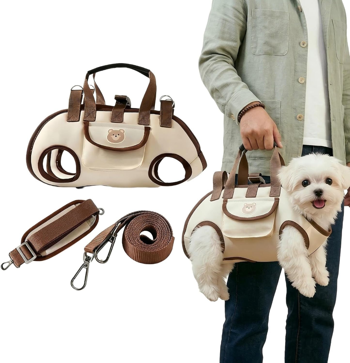 Yinghoyedo small dog carrier sling front view