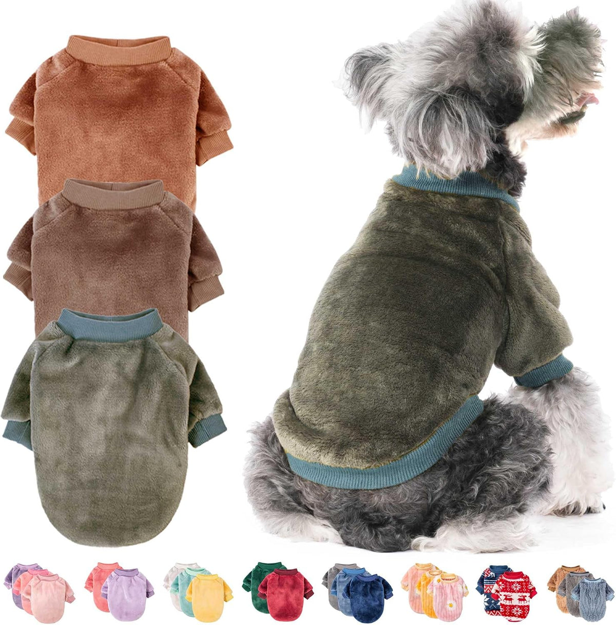 FabriCastle Dog Sweater, 3-Pack Dog & Cat Clothes, Ultra Soft and Warm Pet Jackets XXS XS for Small Dogs Boy & Girl, Winter Pet Apparel Costumes, Puppy Outfits (Grey,Blue,Dark Blue, Small) - Image 10