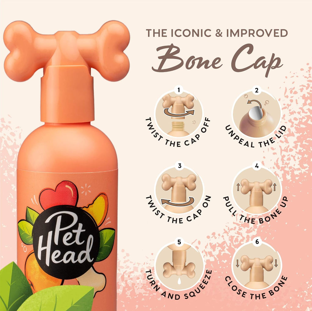 Pet Head quick grooming dog shampoo bone shaped cap close up