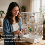 Basic Bird Cage, 24.8inch Parrot Cage (24.8" x 14.6" x 11"),Bird Cage with Ladder, Horizontal Bar, 2 Feeders, and Swing - Image 6