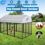 Weatherproof pet kennel shelter roof cover showing pre attached straps