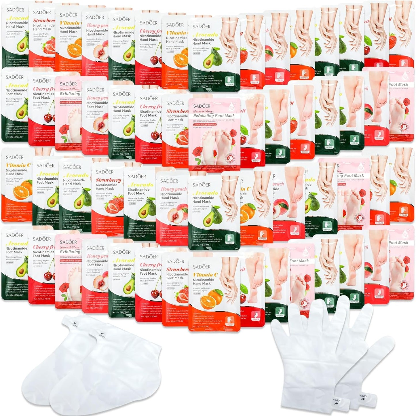 Swiffen 48 piece fruits beauty hand and foot mask spa kit front view