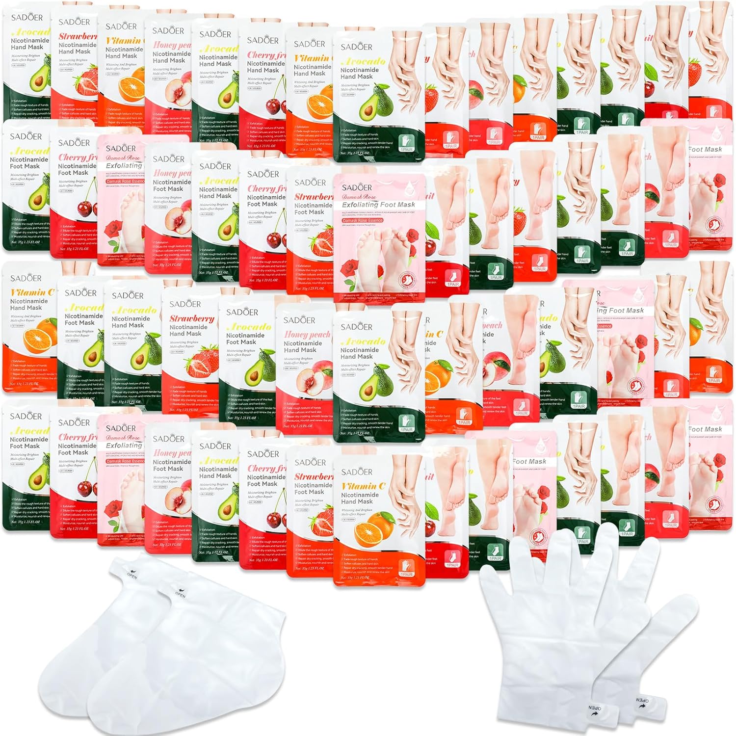 Swiffen 48 piece fruits beauty hand and foot mask spa kit front view