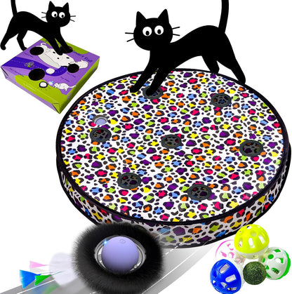 ORSDA Cat Toys, Interactive Fast Rolling Ball in Pouch, Hide and Seek for Indoor Cats, Motion Chirping Activated Moving Ball, 7 Holes Mat Mouse Catching Game - Image 10