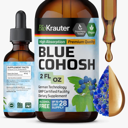 Bio Krauter Blue Cohosh Tincture front view for menopause support