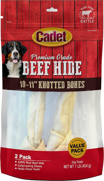 Cadet premium grade natural beef hide rawhide treat back packaging details