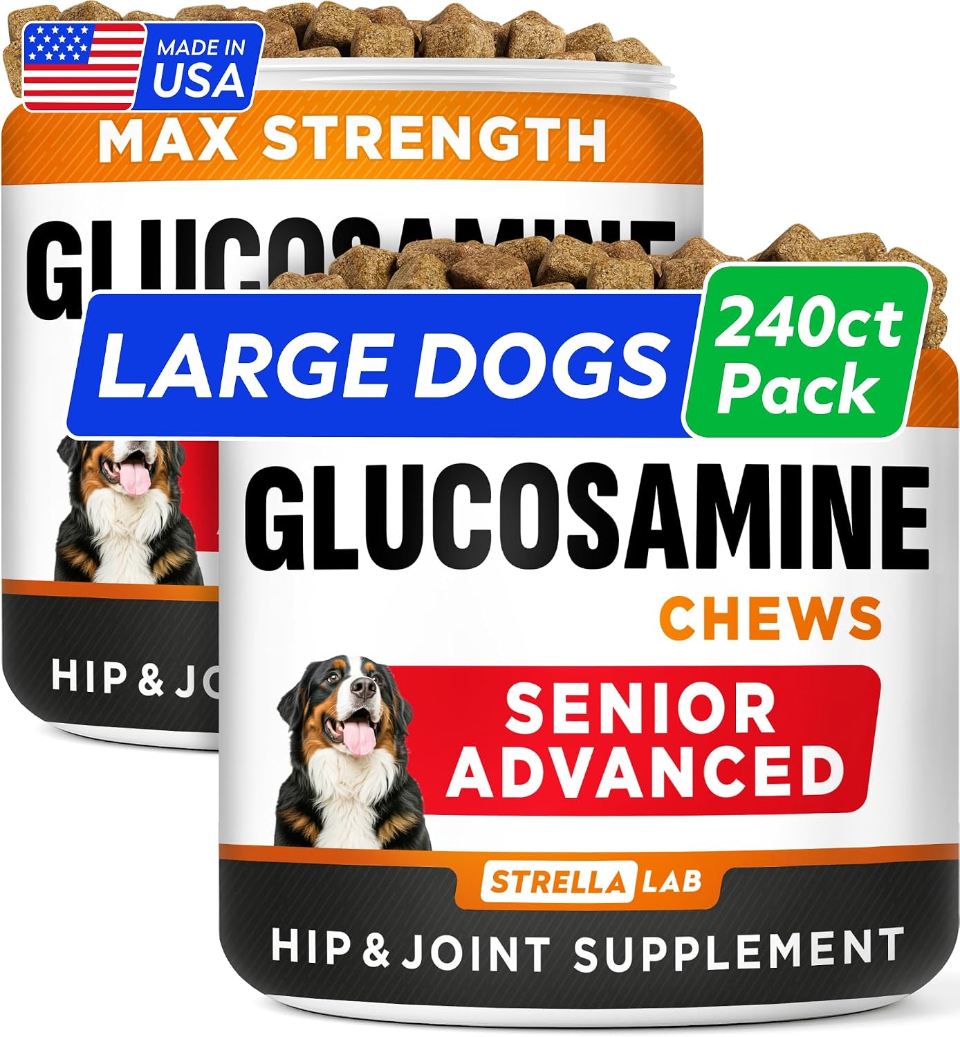 Senior Advanced Glucosamine Chondroitin Joint Supplement for Dogs - Hip & Joint Pain Relief Pills - Large & Small Breed - Hip Joint Chews Canine Joint Health - Dogs&Horses - Bacon Flavor-120Ct - Image 12