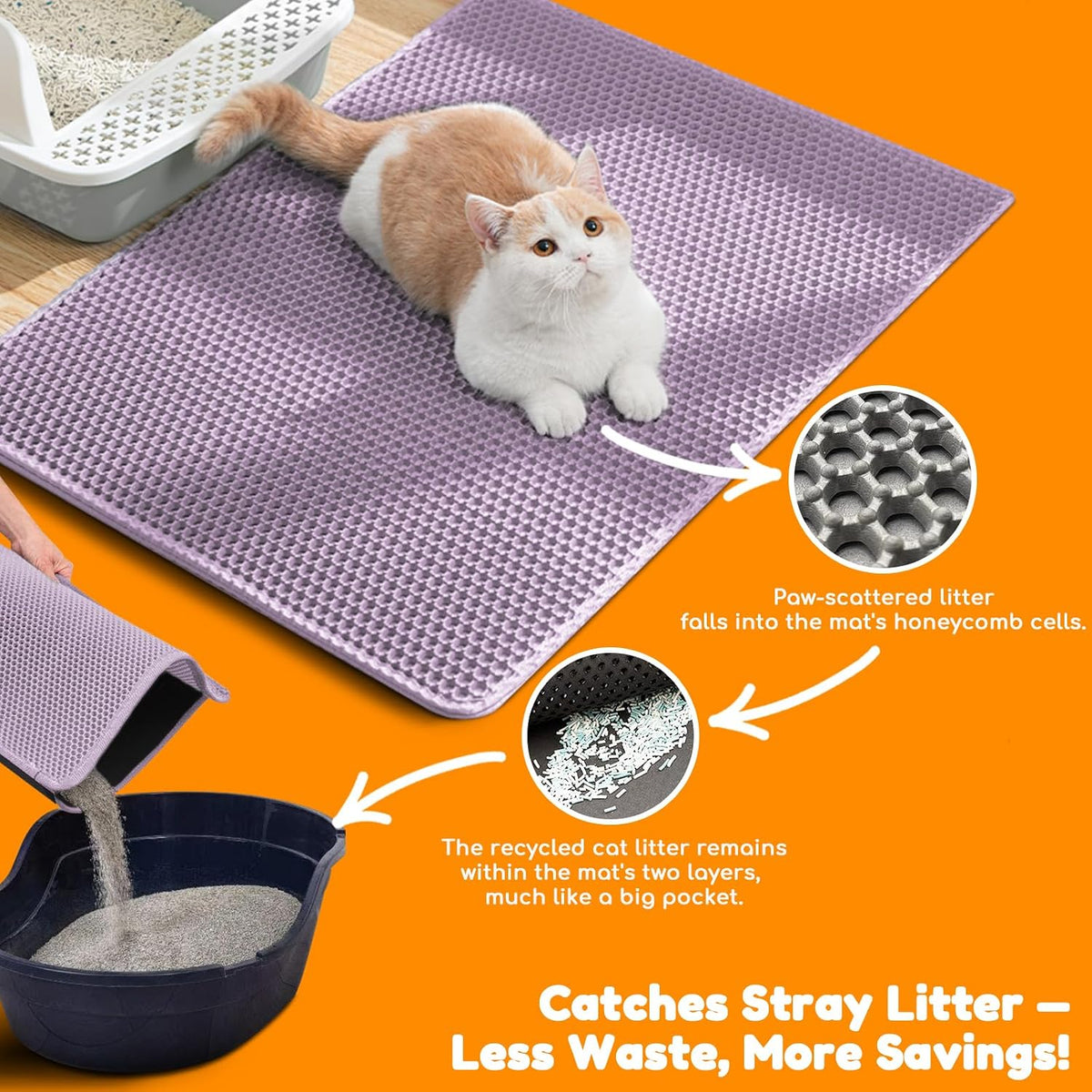 Blissstorm 35x24 inch cat litter mat being rinsed clean under water