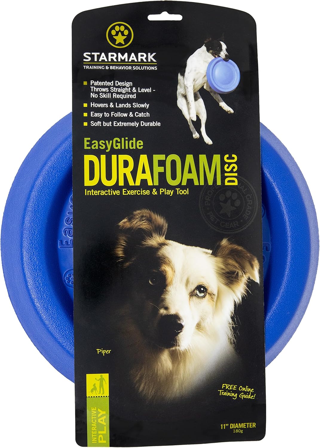 Dog catching Starmark Easy Glide DuraFoam disc in a park