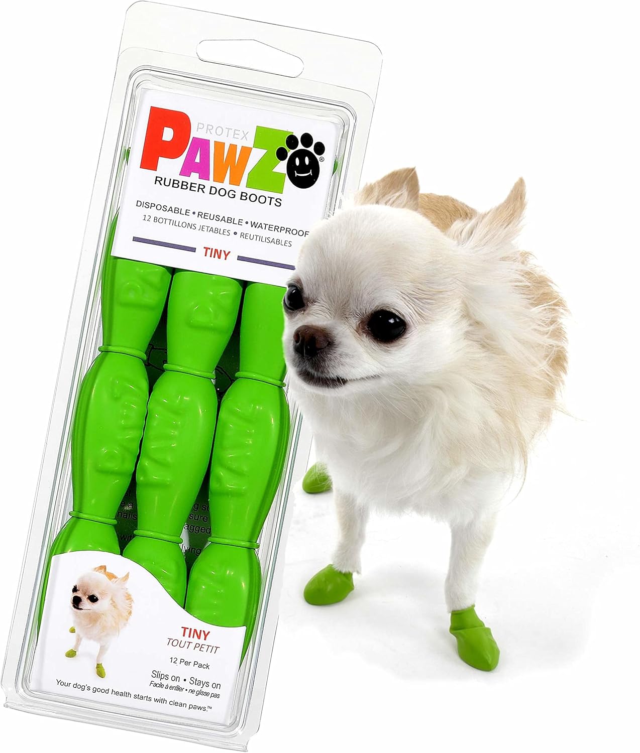 PawZ Rubber Dog Boots for Medium Paws - All-Weather Waterproof Dog Shoes, Anti-Slip Traction for Rain, Snow, Mud & Hot Pavement - Pull-On Dog Booties, Blue - Medium (2.5" - 3") - Pack of 12 - Image 11