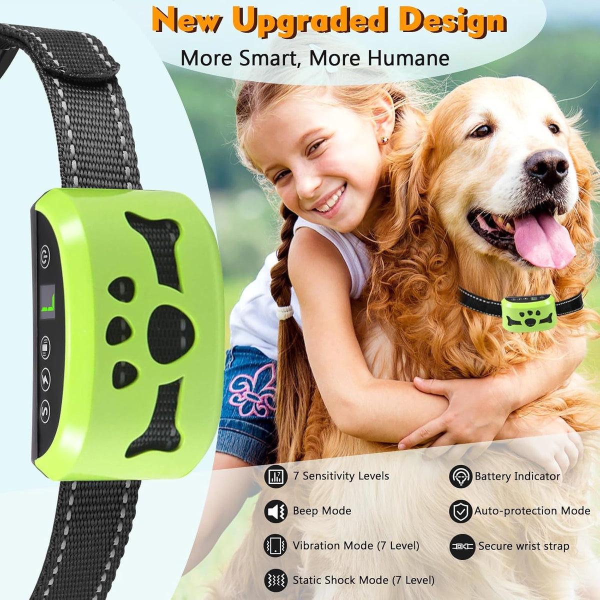 BXQ dog bark collar adjustable strap detail
