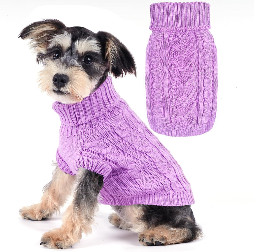 Dog Sweaters for Small Dogs Knit Small Dog Sweater Warm Winter Dog Clothes Girl Turtleneck Puppy Sweater Sleeveless Chihuahua Clothes for Cold Weather Solid Stretchy Pet Cat Outfit (Rose, S) - Image 11