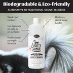 Cruelty free multi surface skunk smell eraser for indoor furniture and carpets