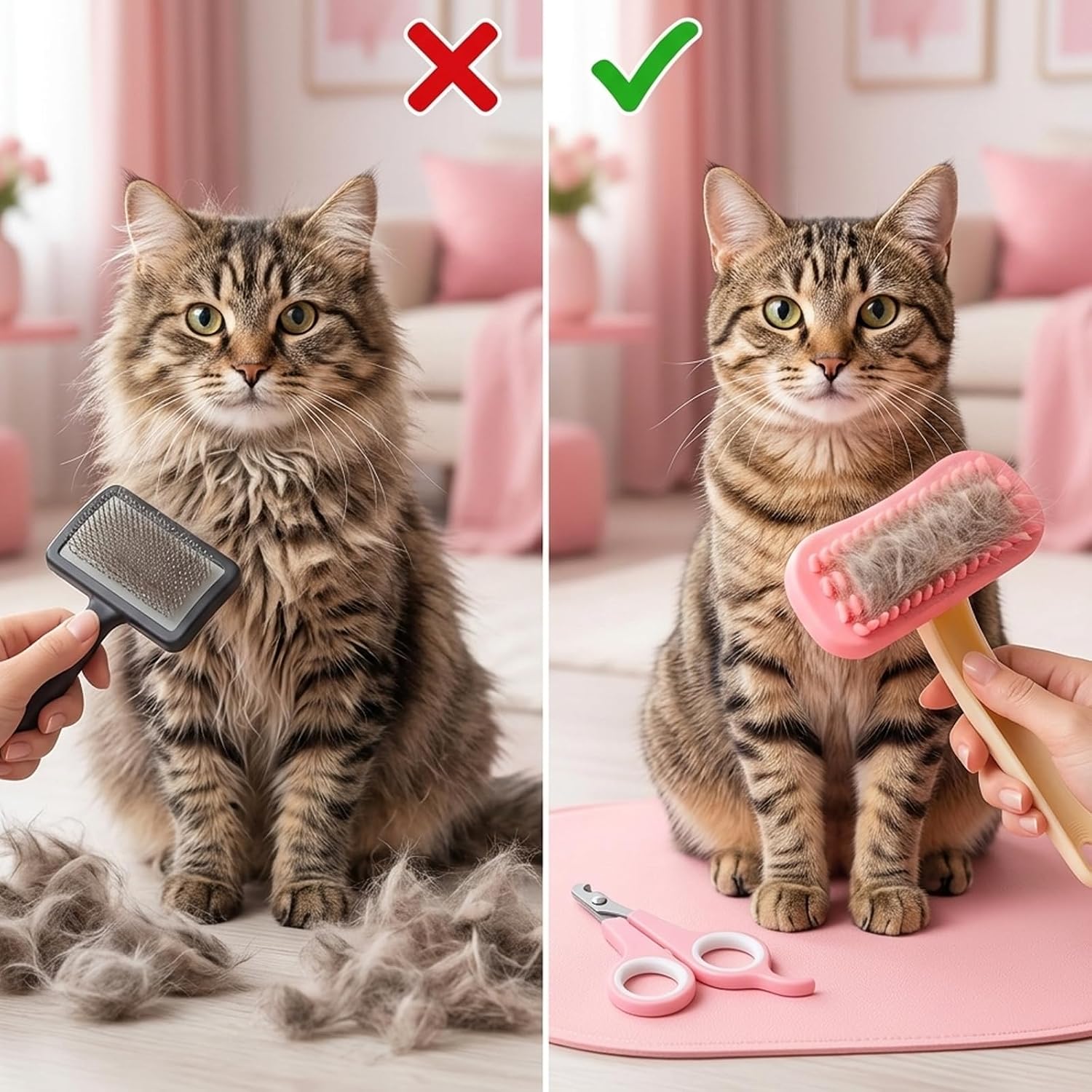 Yuanan hair buster comb set being used for small pet care and relaxation